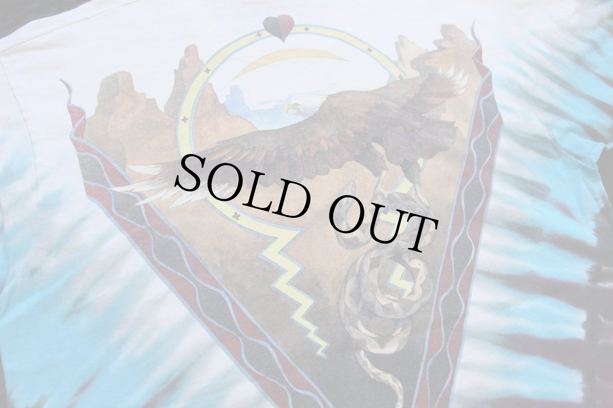 画像3: 90s USA製 LIQUID BLUE カウスカル イーグル スネーク アート 両面プリント タイダイ染め コットンTシャツ L (3)