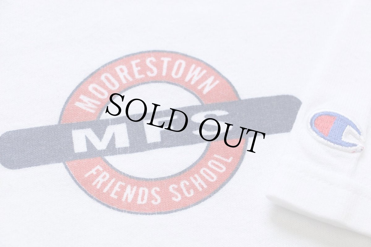 画像4: 90s Championチャンピオン MFS MOORESTOWN FRIENDS SCHOOL バインダーネック コットンTシャツ 白 XXL★特大 (4)