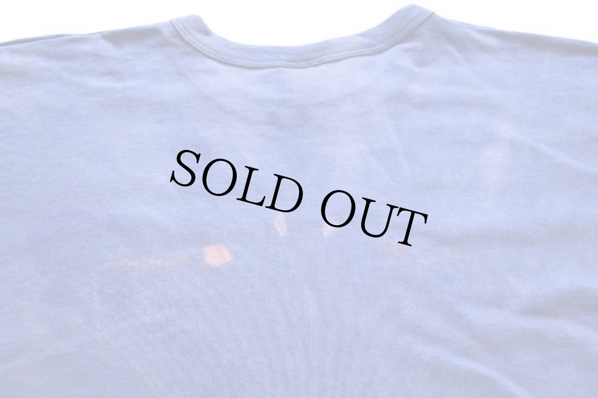 画像6: 90s USA製 Championチャンピオン ワンポイント スクリプト ロゴ ブリーチ加工 コットンTシャツ 青紫 XL (6)