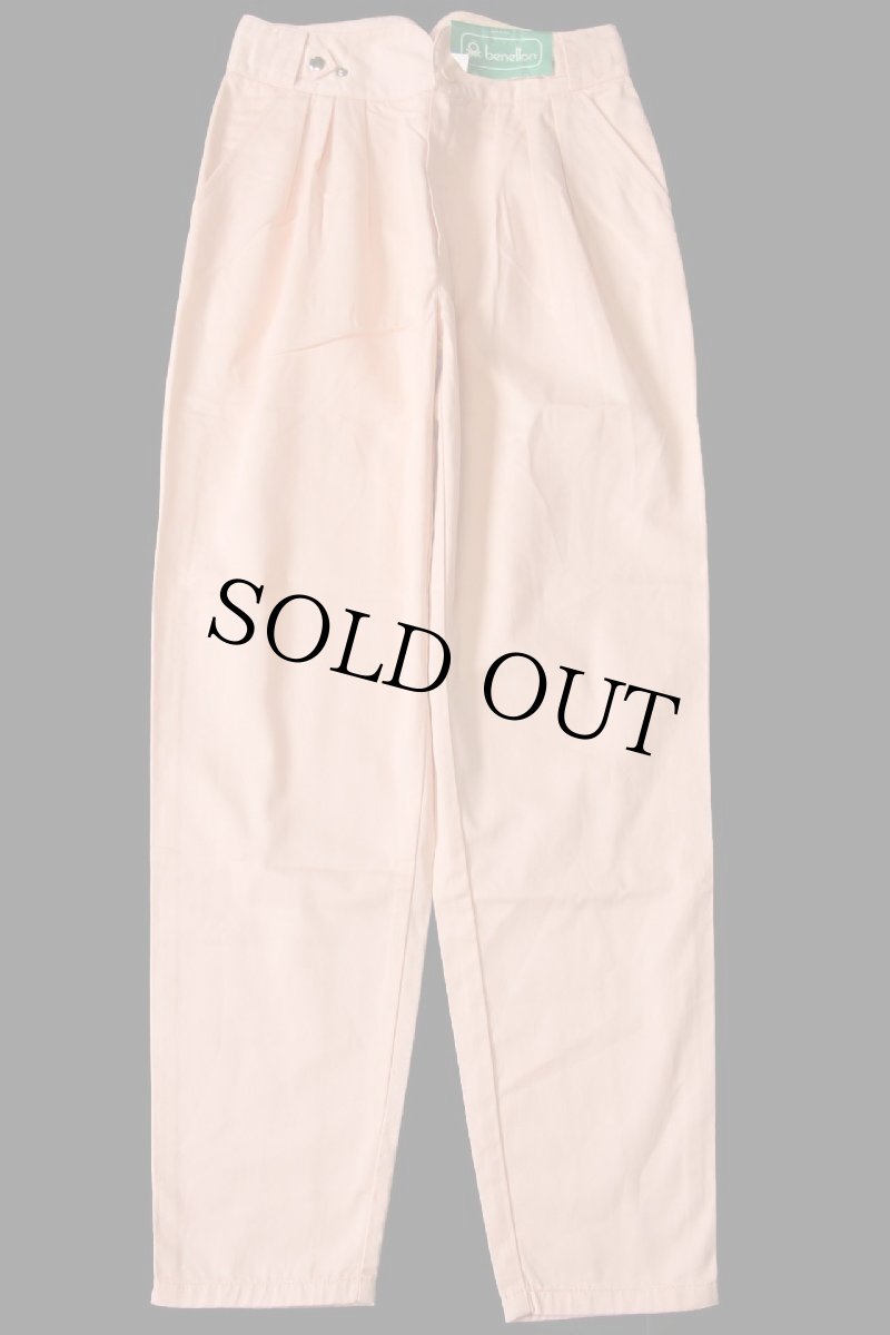 画像2: デッドストック★80s イタリア製 benettonベネトン スリータック ハイウエスト テーパード コットンパンツ ピンク 44★ユーロ (2)