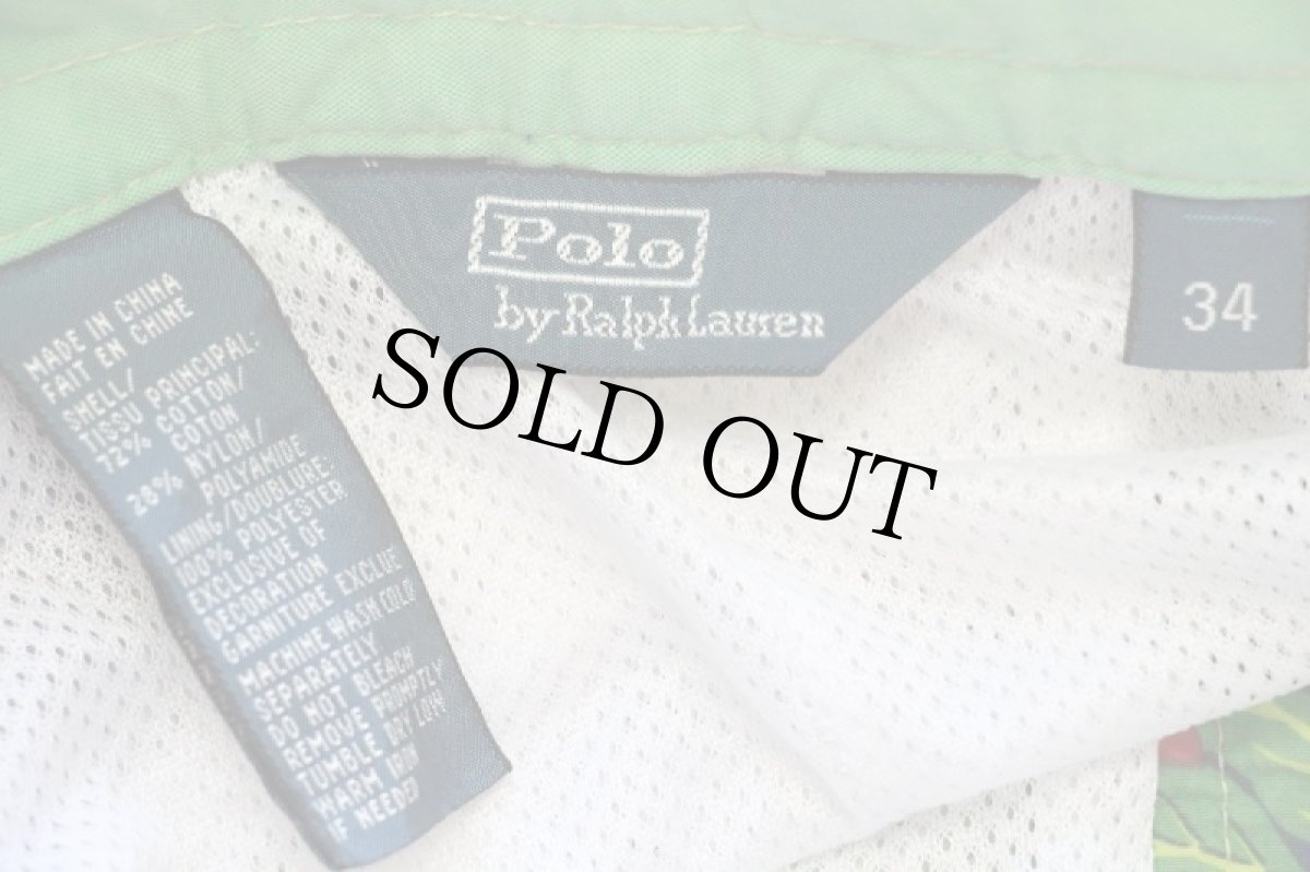 画像5: 00s ポロ ラルフローレン ハイビスカス柄 コットン×ナイロン スイムショーツ ショートパンツ 34 (5)