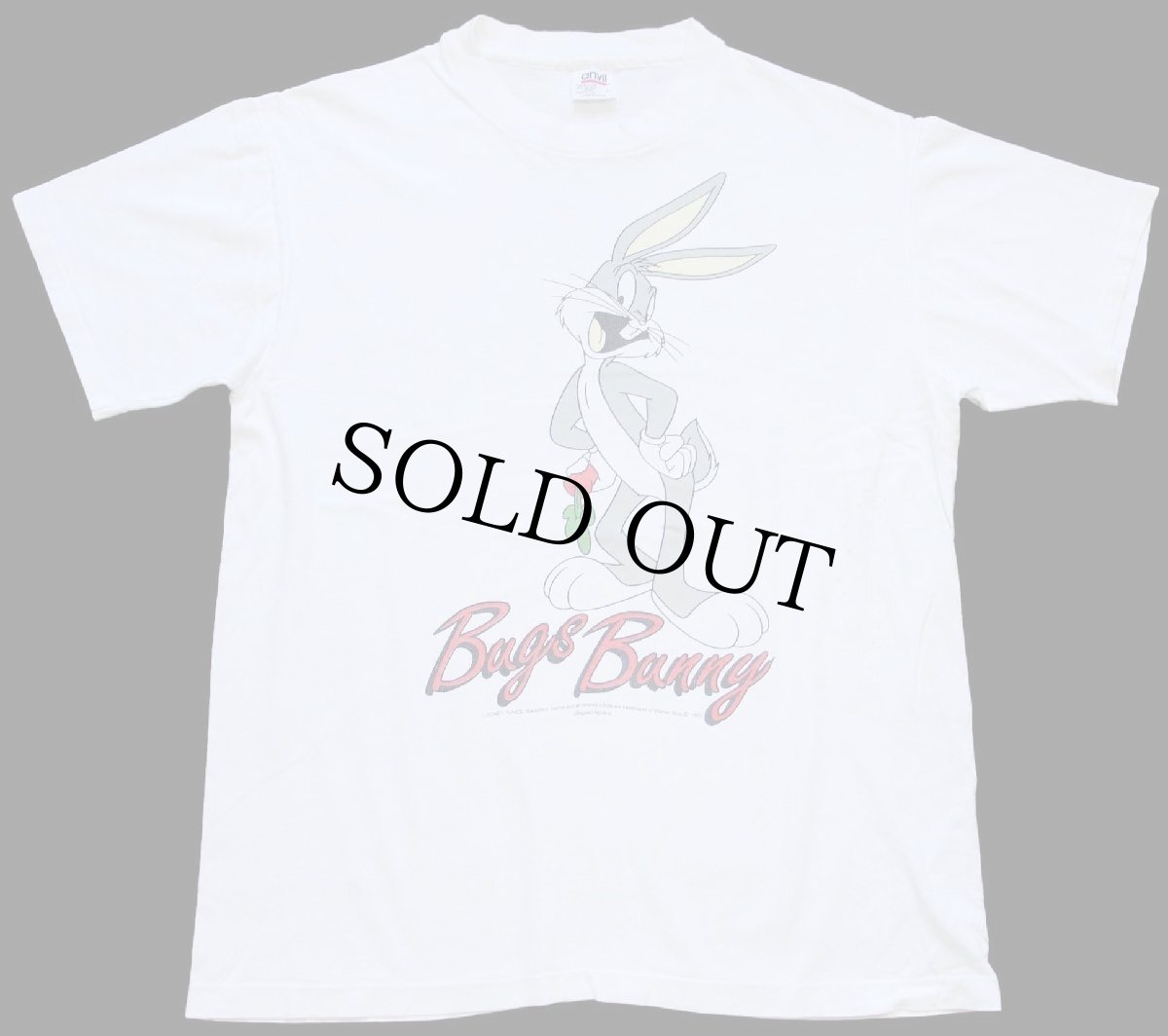 画像2: 90s USA製 Warner Bros LOONEY TUNES Bags Bunnyバッグスバニー コットンTシャツ 白 L (2)