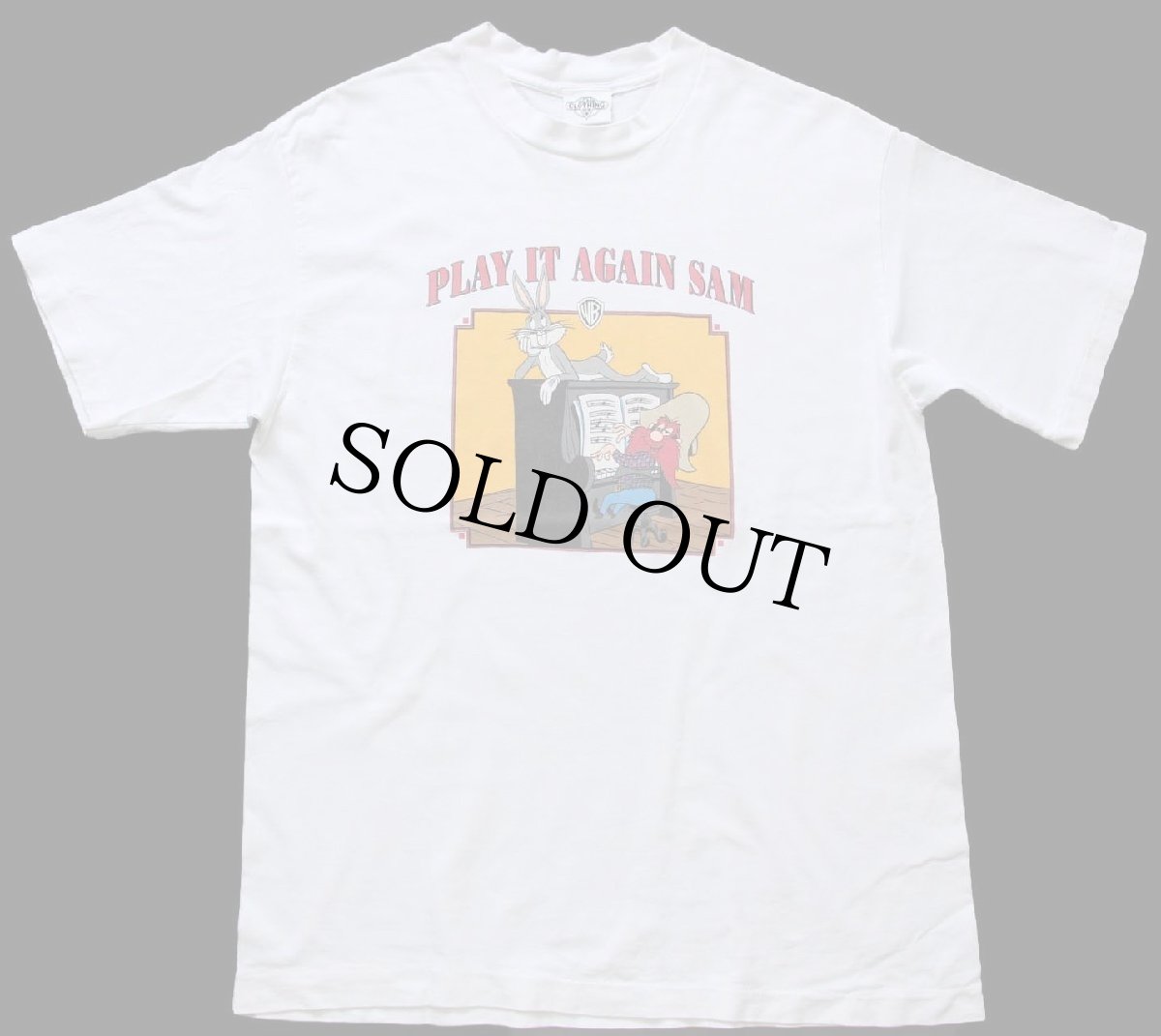 画像2: 90s USA製 ACME WARNER BROS LOONEY TUNES バッグスバニー ヨセミテサム PLAY IT AGAIN SAM コットンTシャツ 白 L (2)