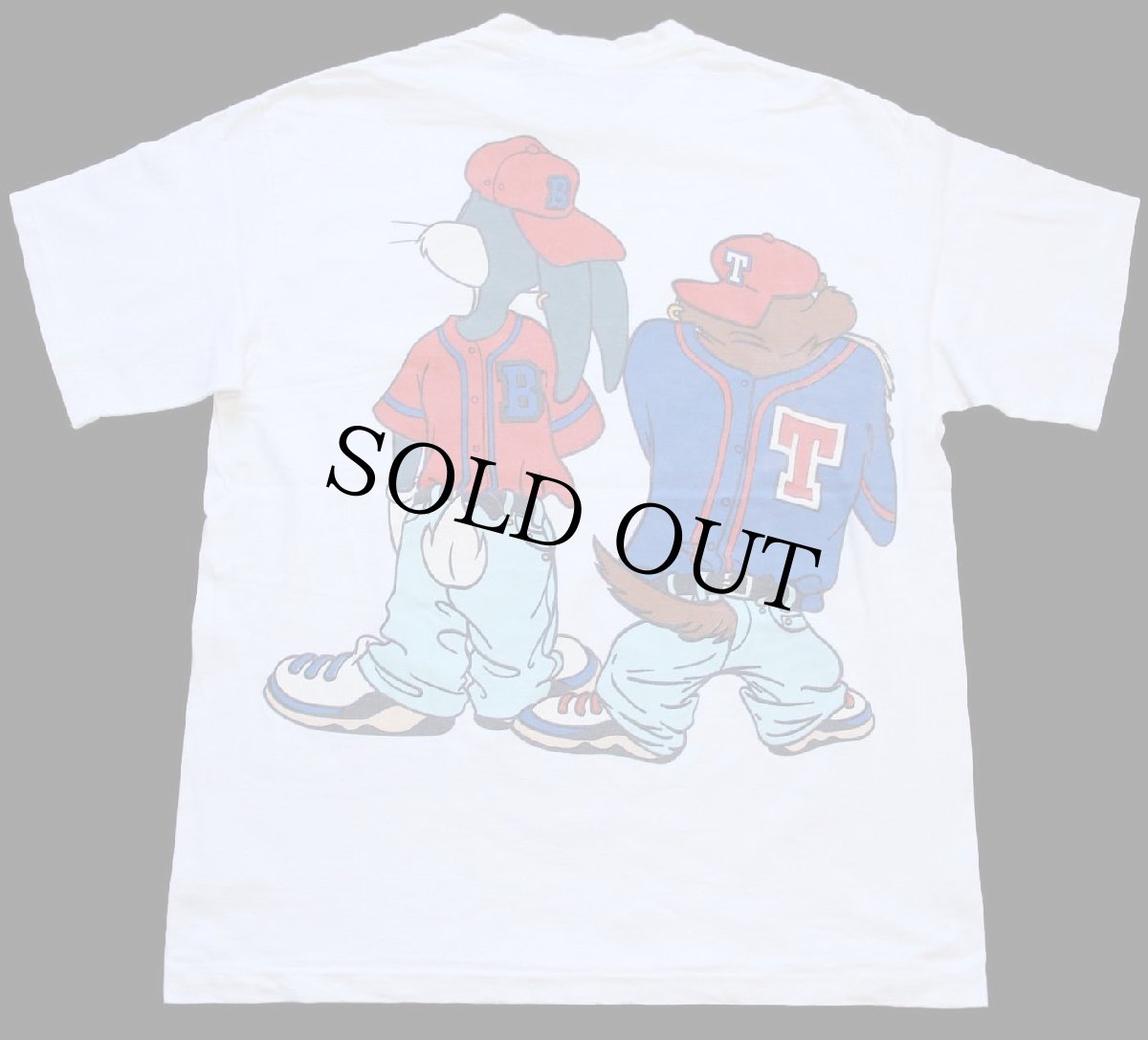 画像3: 90s USA製 WARNER BROS LOONEY TUNES タズマニアンデビル バッグスバニー 両面プリント コットンTシャツ 白 XL (3)