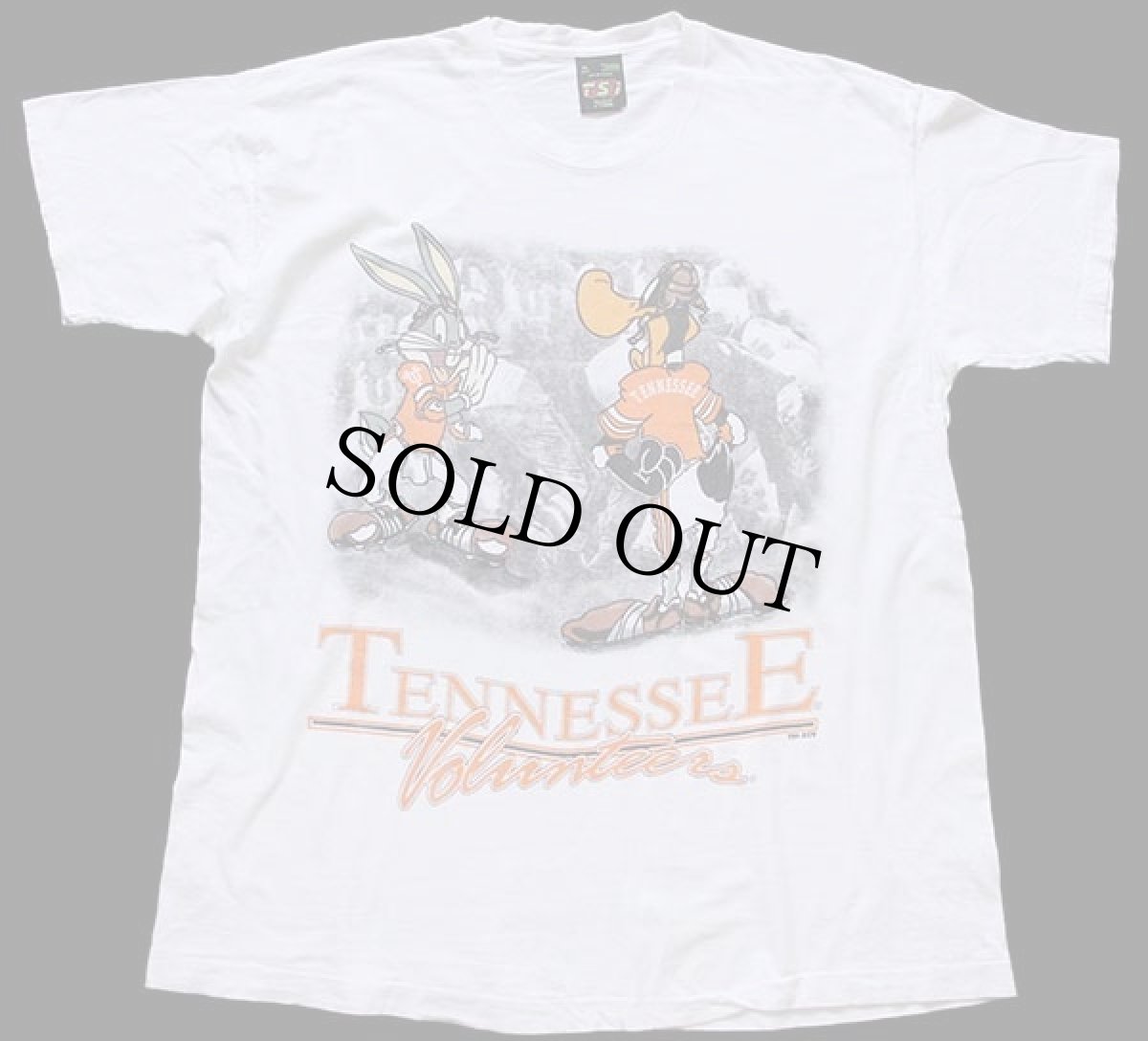 画像2: 90s USA製 Warner Bros LOONEY TUNES バッグスバニー ダフィーダック TENNESSEE Volunteers コットンTシャツ 白 XL (2)