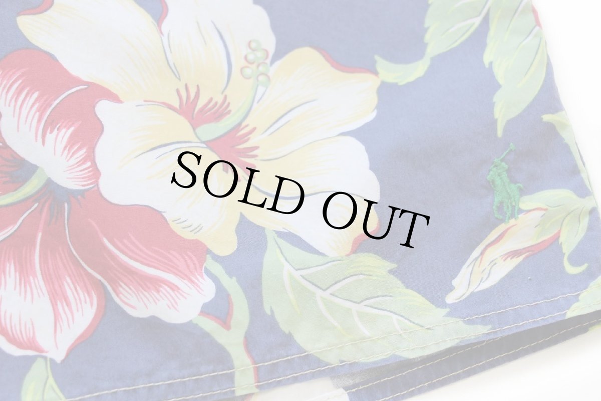 画像7: 00s ポロ ラルフローレン ハイビスカス柄 コットン×ナイロン スイムショーツ ショートパンツ 34 (7)