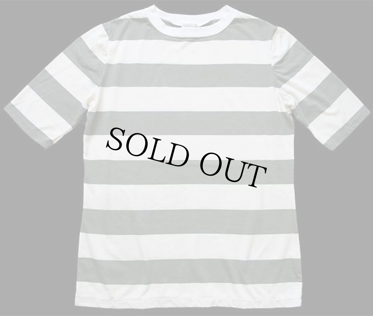 画像2: 70s ハンドメイド 太ボーダー Tシャツ ベージュ×オリーブ (2)