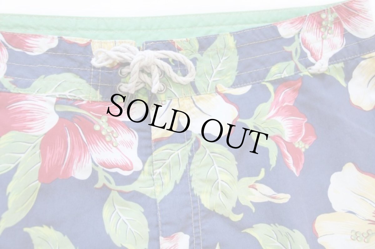 画像3: 00s ポロ ラルフローレン ハイビスカス柄 コットン×ナイロン スイムショーツ ショートパンツ 34 (3)