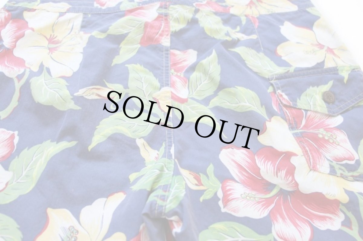 画像4: 00s ポロ ラルフローレン ハイビスカス柄 コットン×ナイロン スイムショーツ ショートパンツ 34 (4)