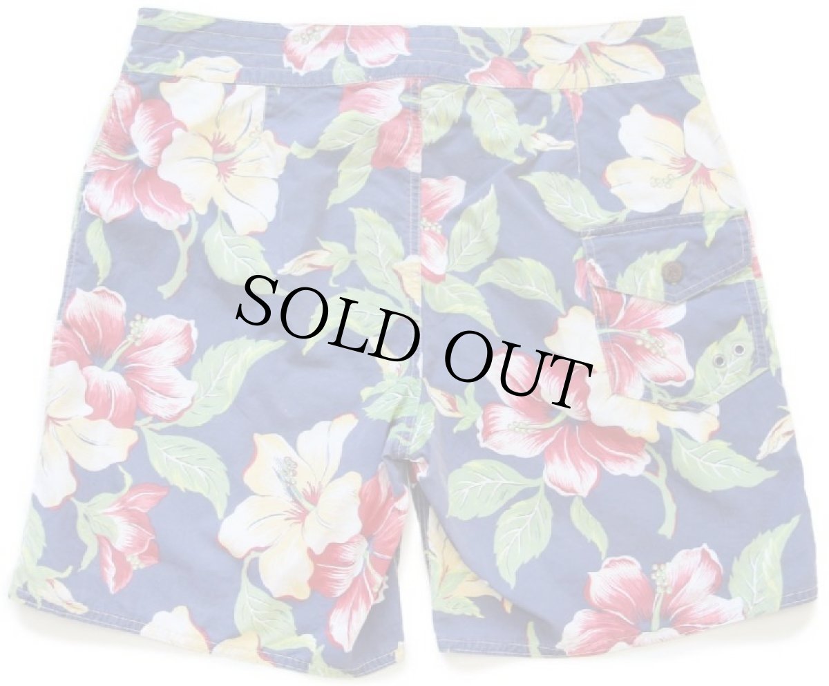 画像2: 00s ポロ ラルフローレン ハイビスカス柄 コットン×ナイロン スイムショーツ ショートパンツ 34 (2)
