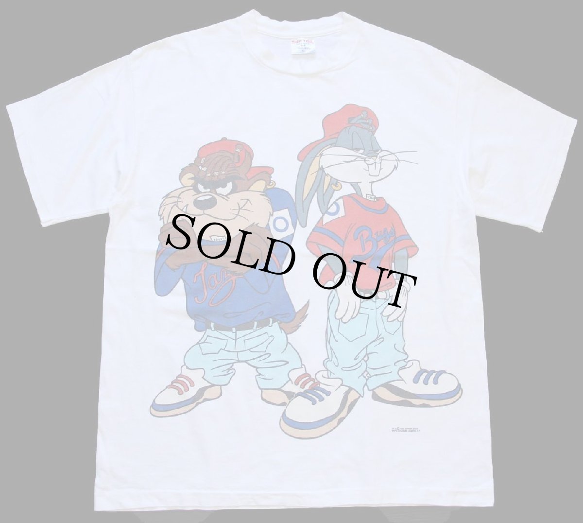 画像2: 90s USA製 WARNER BROS LOONEY TUNES タズマニアンデビル バッグスバニー 両面プリント コットンTシャツ 白 XL (2)