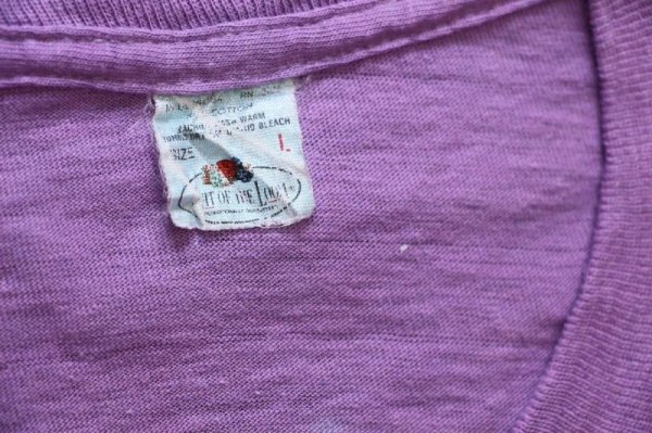 80s USA製 FRUIT OF THE LOOM 無地 コットンTシャツ 薄紫 L