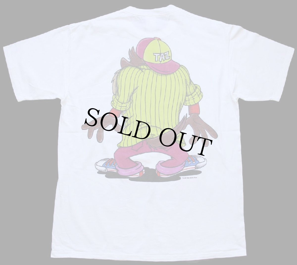 画像3: 90s USA製 Warner Bros LOONEY TUNES TAZ タズマニアンデビル 両面プリント コットンTシャツ 白 XL (3)