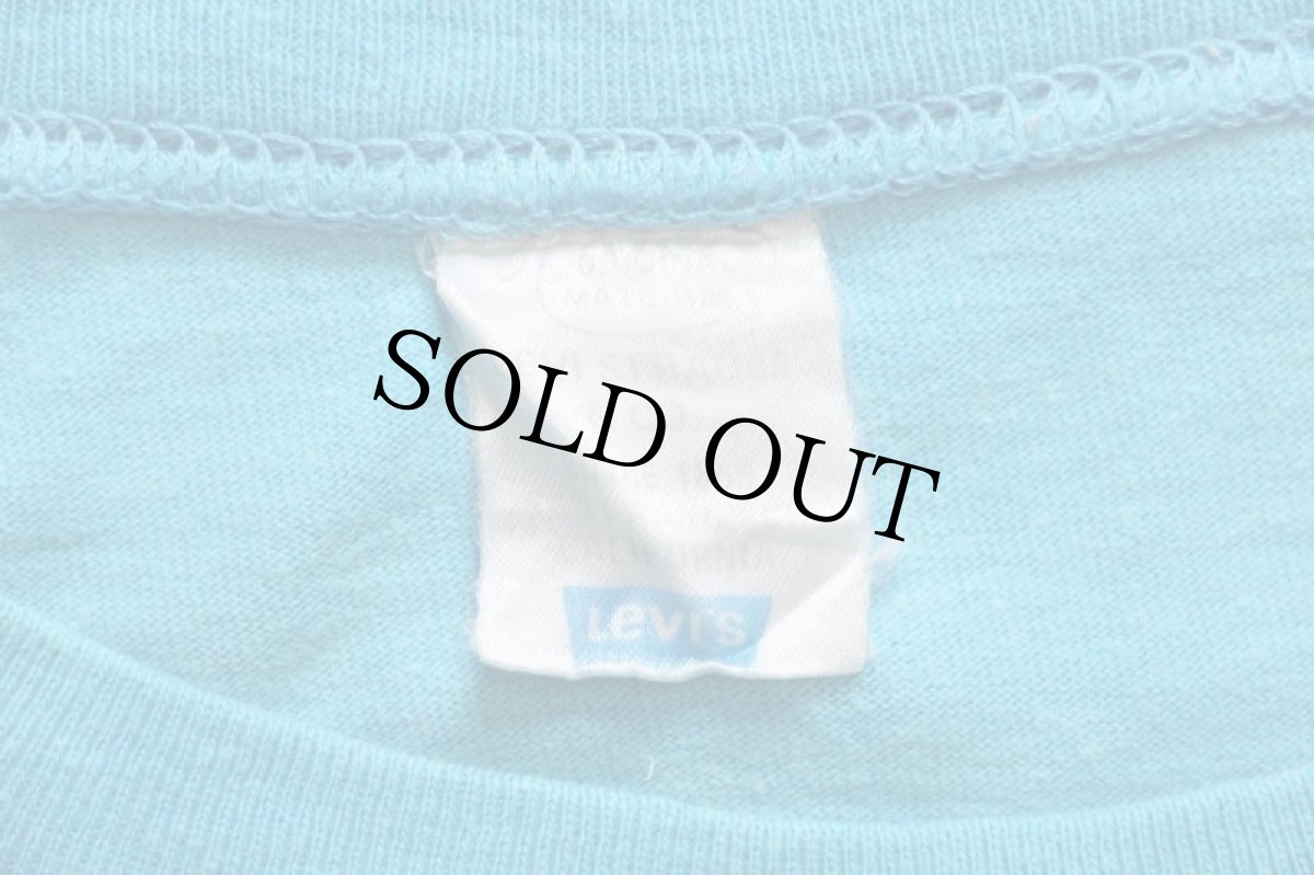 画像5: 80s Levi'sリーバイス 501 ロゴ オレンジタブ コットン ポケットTシャツ 水色 (5)