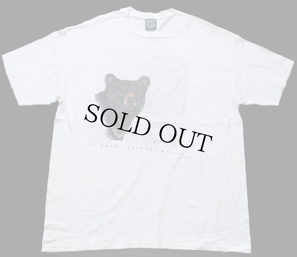画像2: 90s USA製 L.L.BEAN FREEPORT,MAINE ベア 地形図 コットンTシャツ 白 XXL★特大 (2)
