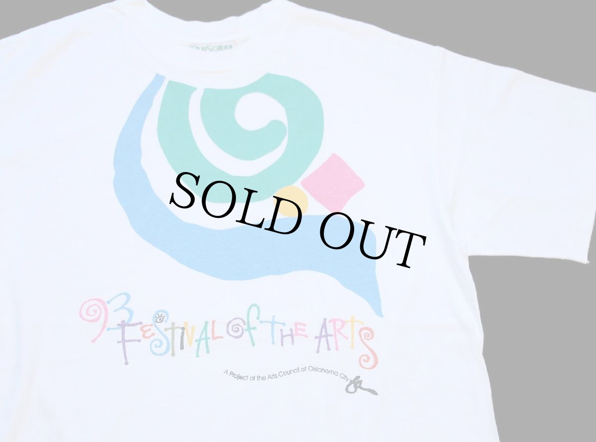画像1: 90s USA製 93 FESTIVAL of THE ARTS 渦巻き アート コットンTシャツ 白 XL (1)