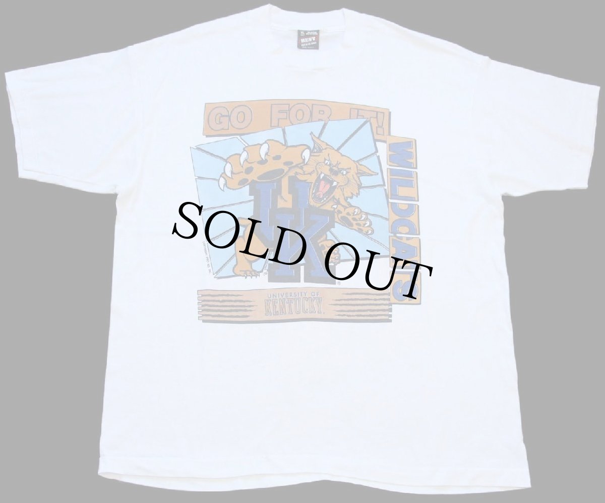 画像2: 90s USA製 GO FOR IT! WILDCATS UNIVERSITY OF KENTUCKY マスコット Tシャツ 白 XL (2)