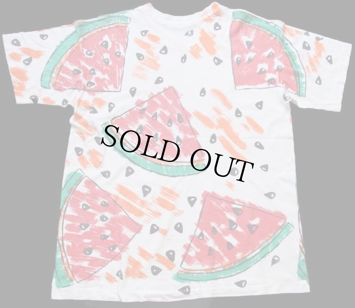 画像2: 90s スイカ アート オールオーバープリント コットンTシャツ 白 (2)