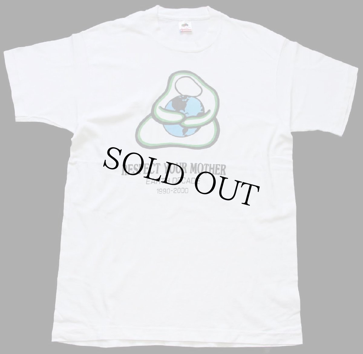 画像2: 90s USA製 RESPECT YOUR MOTHER EARTH DECADE 1990-2000 アート コットンTシャツ 白 L (2)