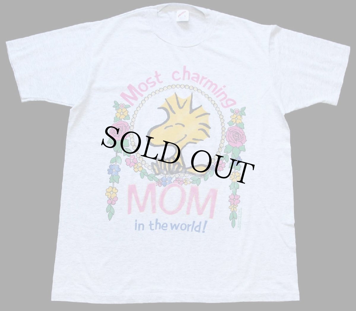 画像2: 80s USA製 ウッドストック Most Charming MOM in the world! ラメプリント Tシャツ 杢グレー L (2)