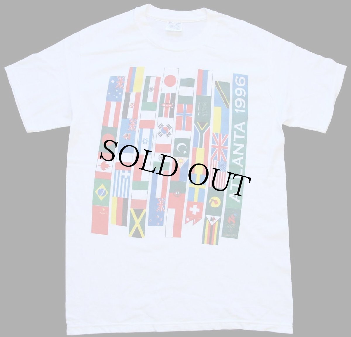画像2: 90s Championチャンピオン Atlanta 1996 Olympicオリンピック 万国旗 両面プリント コットンTシャツ 白 M (2)