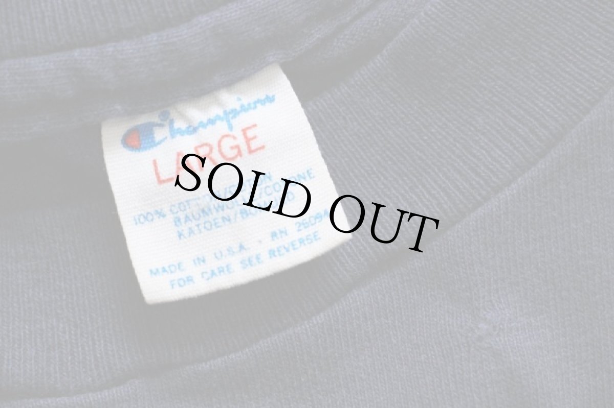 画像4: 80s USA製 Championチャンピオン YALE ひび割れプリント コットンTシャツ 紺 L (4)