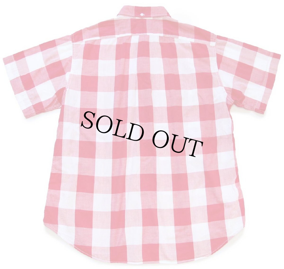 画像2: 60s GARI of CALIFORNIA ブロックチェック 三点留め ボタンダウン 半袖 コットンシャツ 赤×白 L (2)