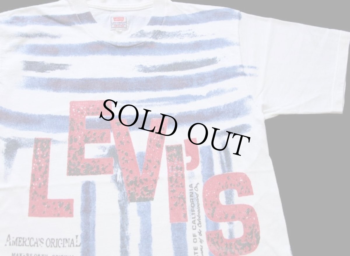 画像1: 90s イタリア製 Levi'sリーバイス オールオーバープリント コットンTシャツ 白★ユーロ (1)