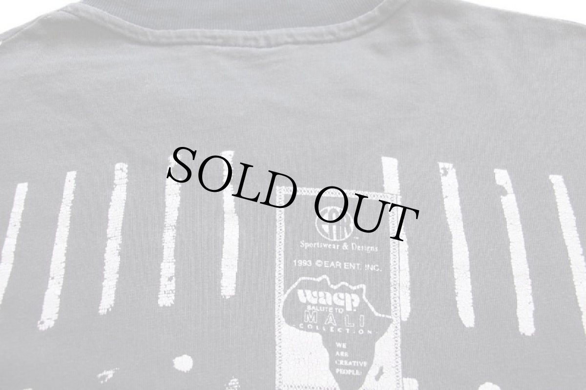 画像5: 90s Hanes MALI アフリカ アート 両面プリント ツートン コットンTシャツ 黒 フェード XL (5)