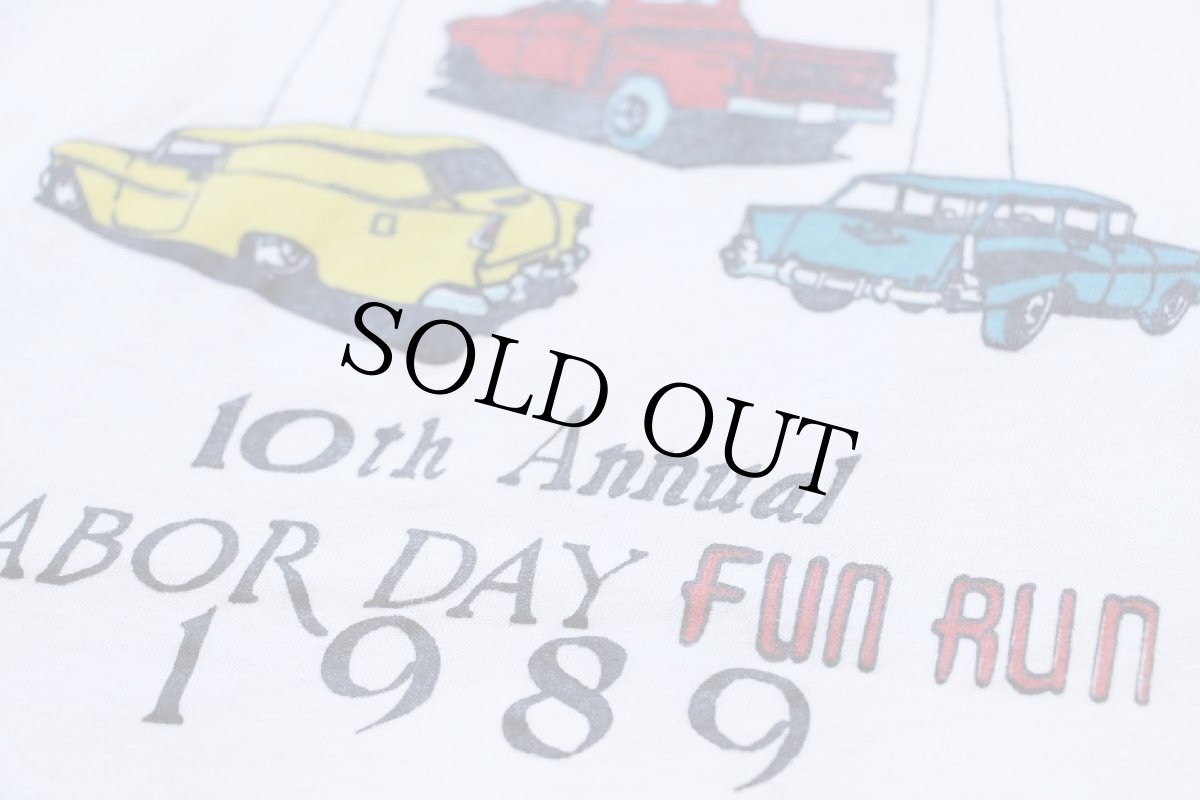 画像4: 80s USA製 Fabulous Fifties LABOR DAY FUN RUN 1989 リンガーTシャツ 白×赤 XL (4)