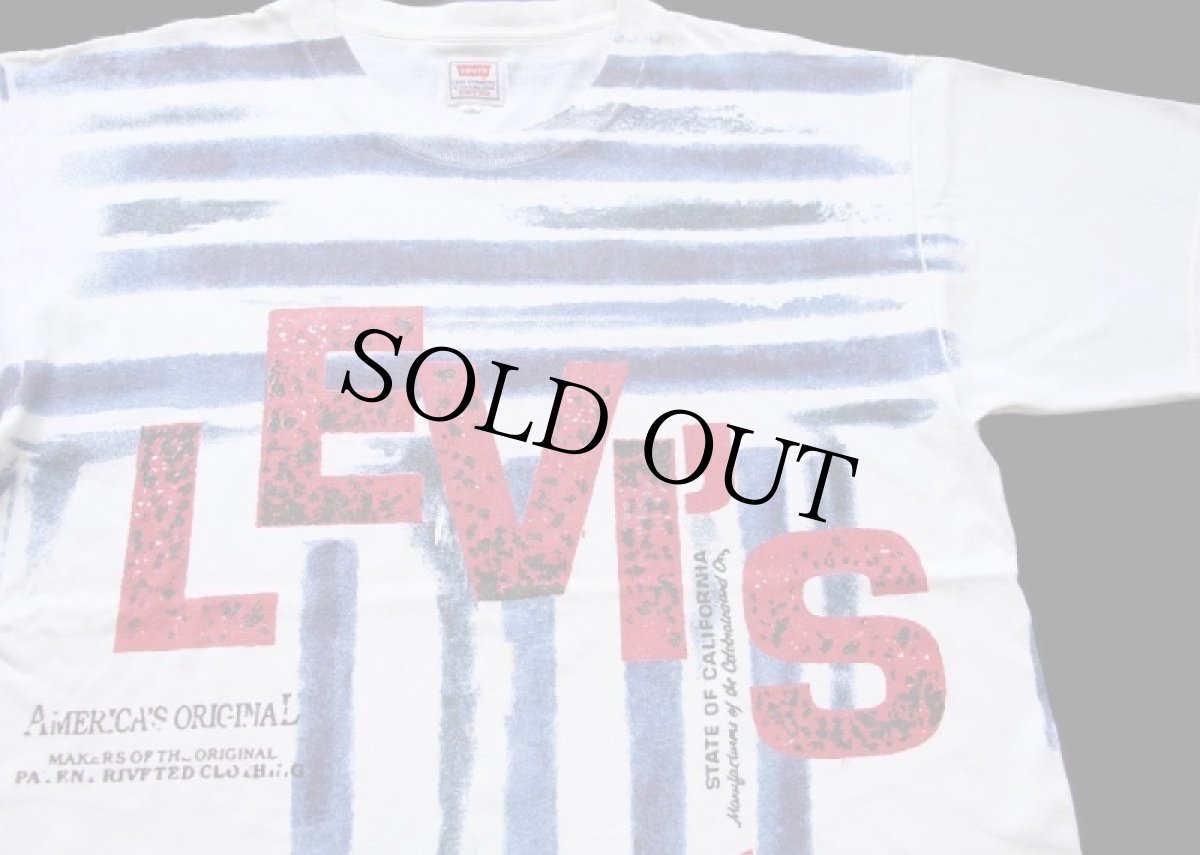 画像1: 90s イタリア製 Levi'sリーバイス オールオーバープリント コットンTシャツ 白 XL★ユーロ (1)