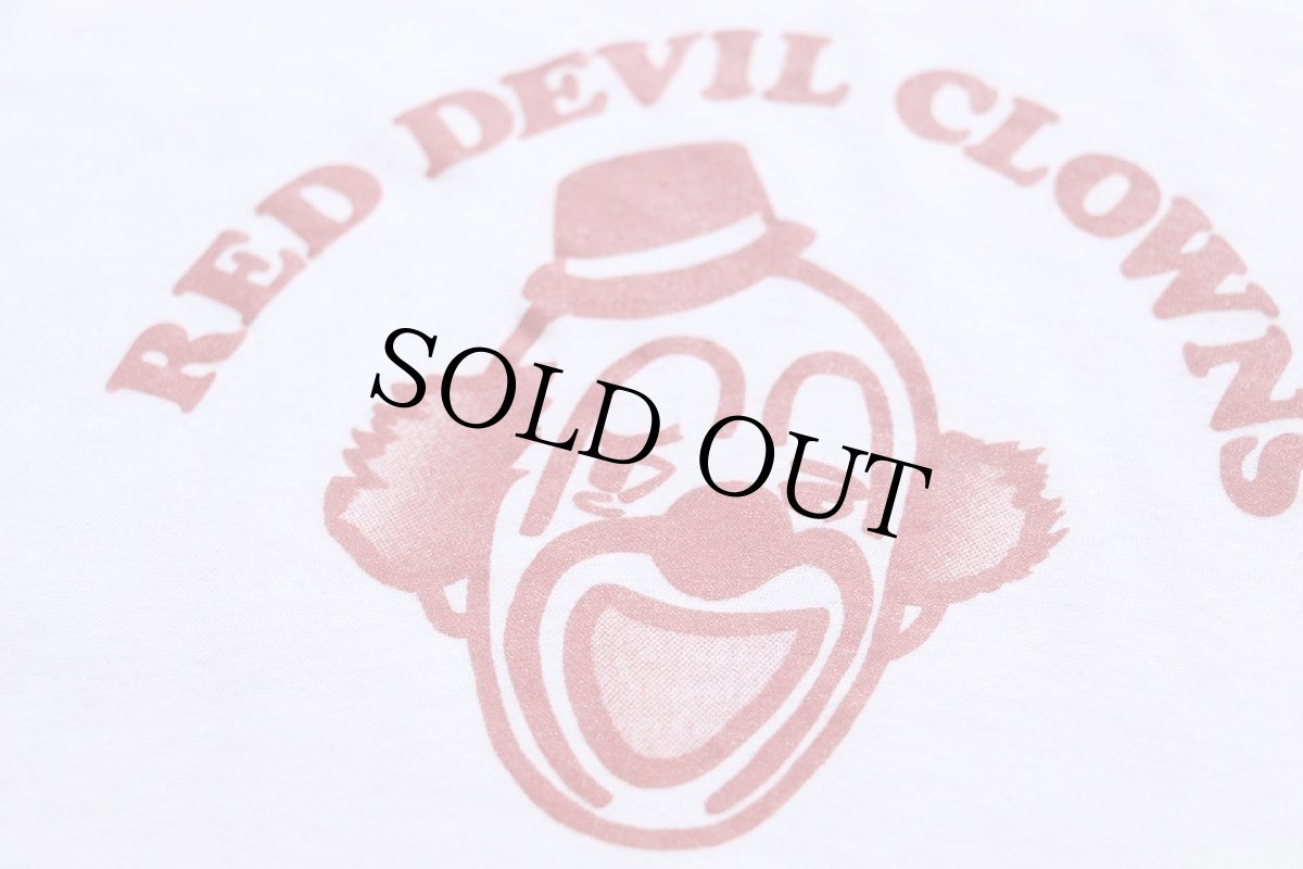 画像4: 80s USA製 RED DEVIL CLOWNS YAARAB ピエロ リンガーTシャツ 白×赤★シュライナー フリーメイソン (4)