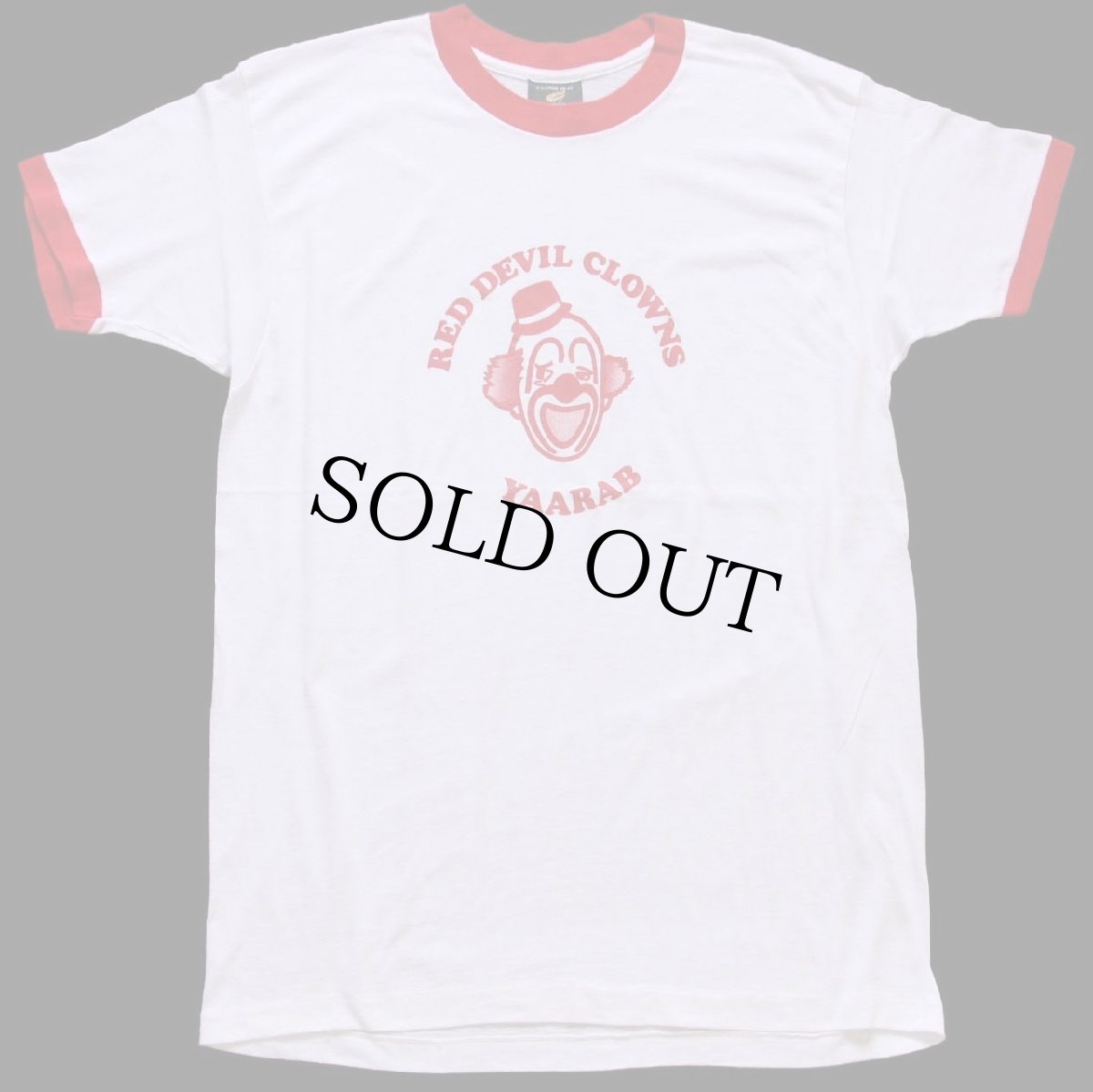 画像2: 80s USA製 RED DEVIL CLOWNS YAARAB ピエロ リンガーTシャツ 白×赤★シュライナー フリーメイソン (2)