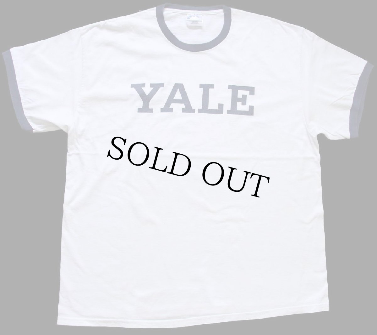 画像2: 00s YALE コットン リンガーTシャツ 白×紺 XL (2)