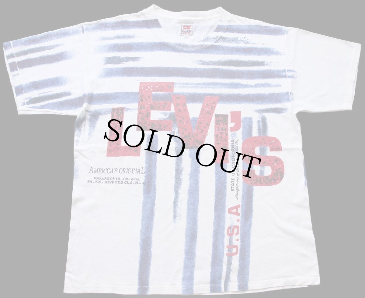 画像2: 90s イタリア製 Levi'sリーバイス オールオーバープリント コットンTシャツ 白 XL★ユーロ (2)