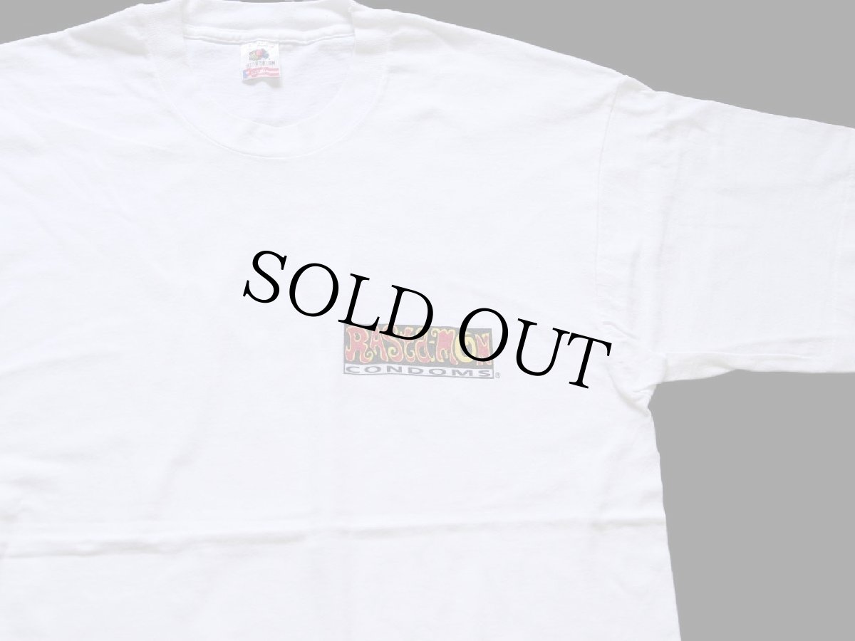 画像3: 90 USA製 RASta-MON CONDOMS ラスタ ガンジャ コンドーム コットンTシャツ 白 L (3)