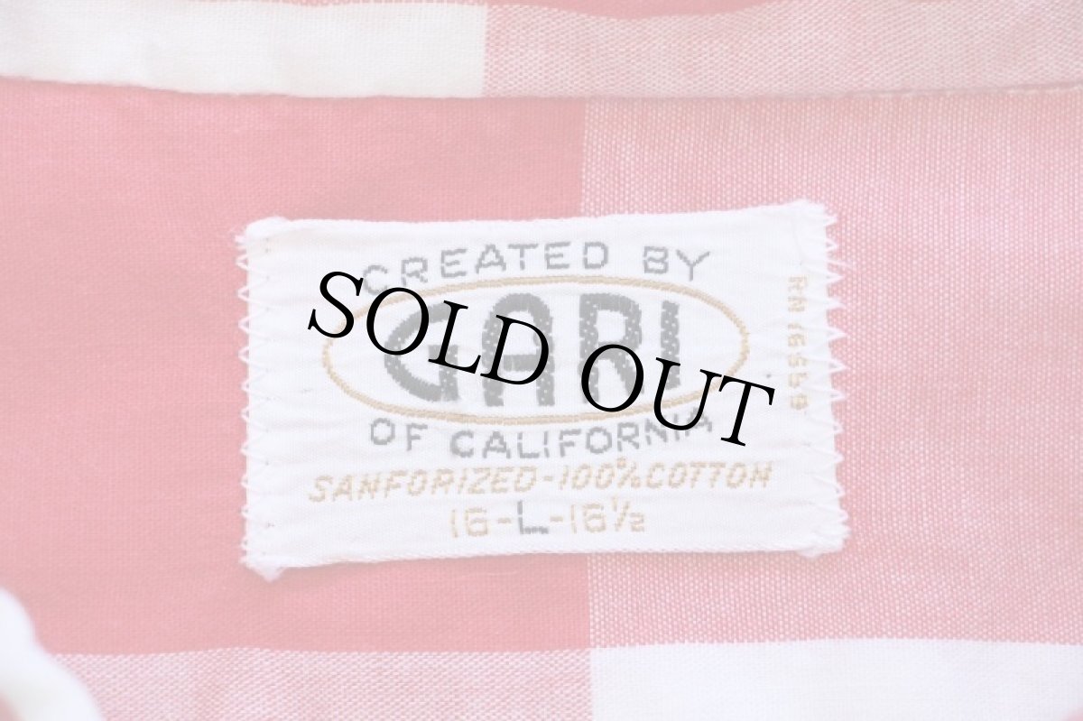 画像4: 60s GARI of CALIFORNIA ブロックチェック 三点留め ボタンダウン 半袖 コットンシャツ 赤×白 L (4)