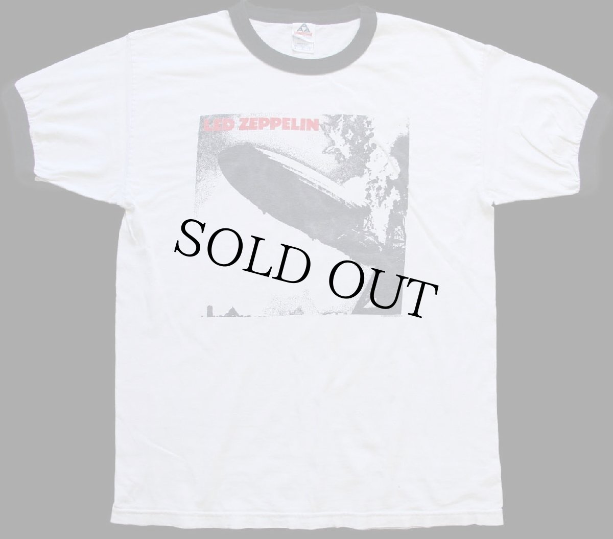 画像2: 00s LED ZEPPELIN レッドツェッペリン コットン バンド リンガーTシャツ 白×黒 L (2)
