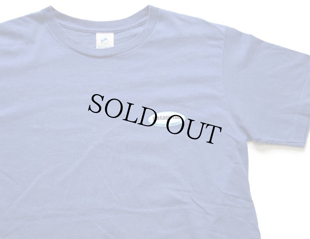 画像3: 90s USA製 patagoniaパタゴニア Beneficial T's オーバルロゴ オーガニックコットンTシャツ 青 S (3)