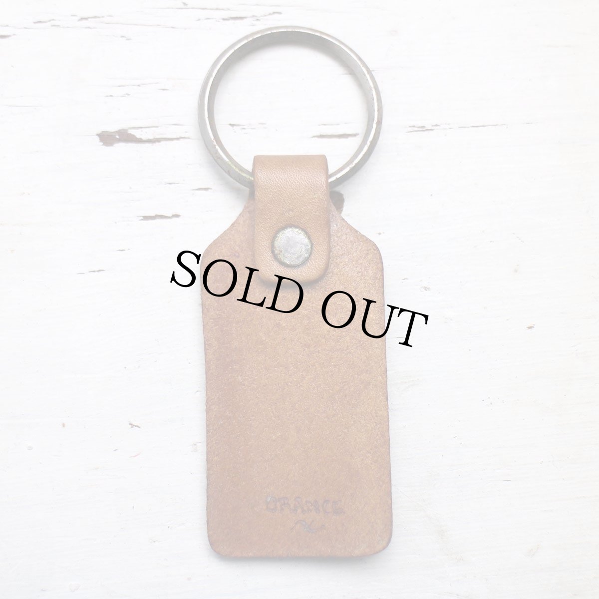 画像3: デッドストック★70s ハンドクラフト ラビット ペイント レザー キーホルダー 茶★キーチェーン (3)