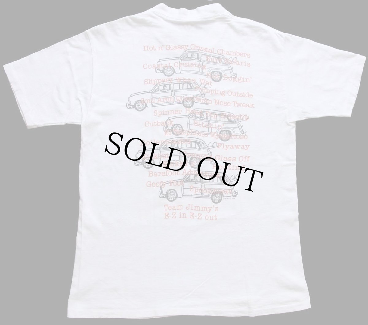 画像2: 80s USA製 JIMMY'Z E-Z in E-Z out ジミーズ ウッディーワゴン 両面プリント コットンTシャツ 白 (2)