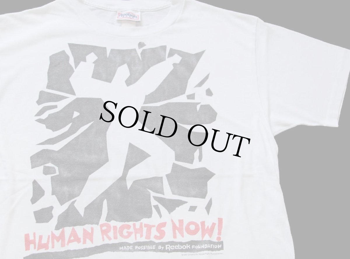 画像1: 80s USA製 Reebokリーボック HUMAN RIGHTS NOW! WORLD TOUR 1988 世界人権宣言 アート 両面プリント Tシャツ ライトグレー (1)