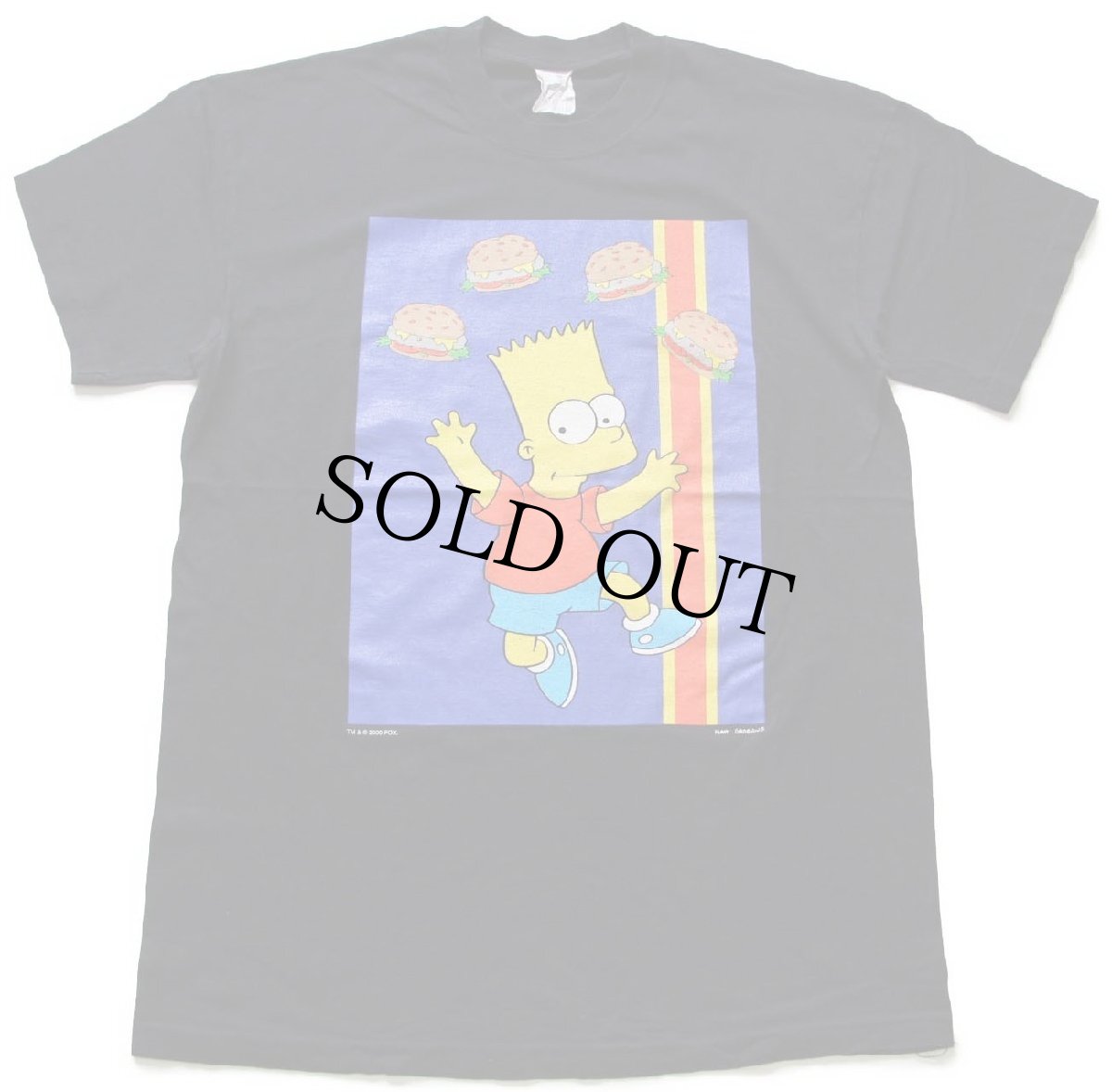 画像2: 00s The Simpsons シンプソンズ バート ハンバーガー コットンTシャツ 黒 L (2)