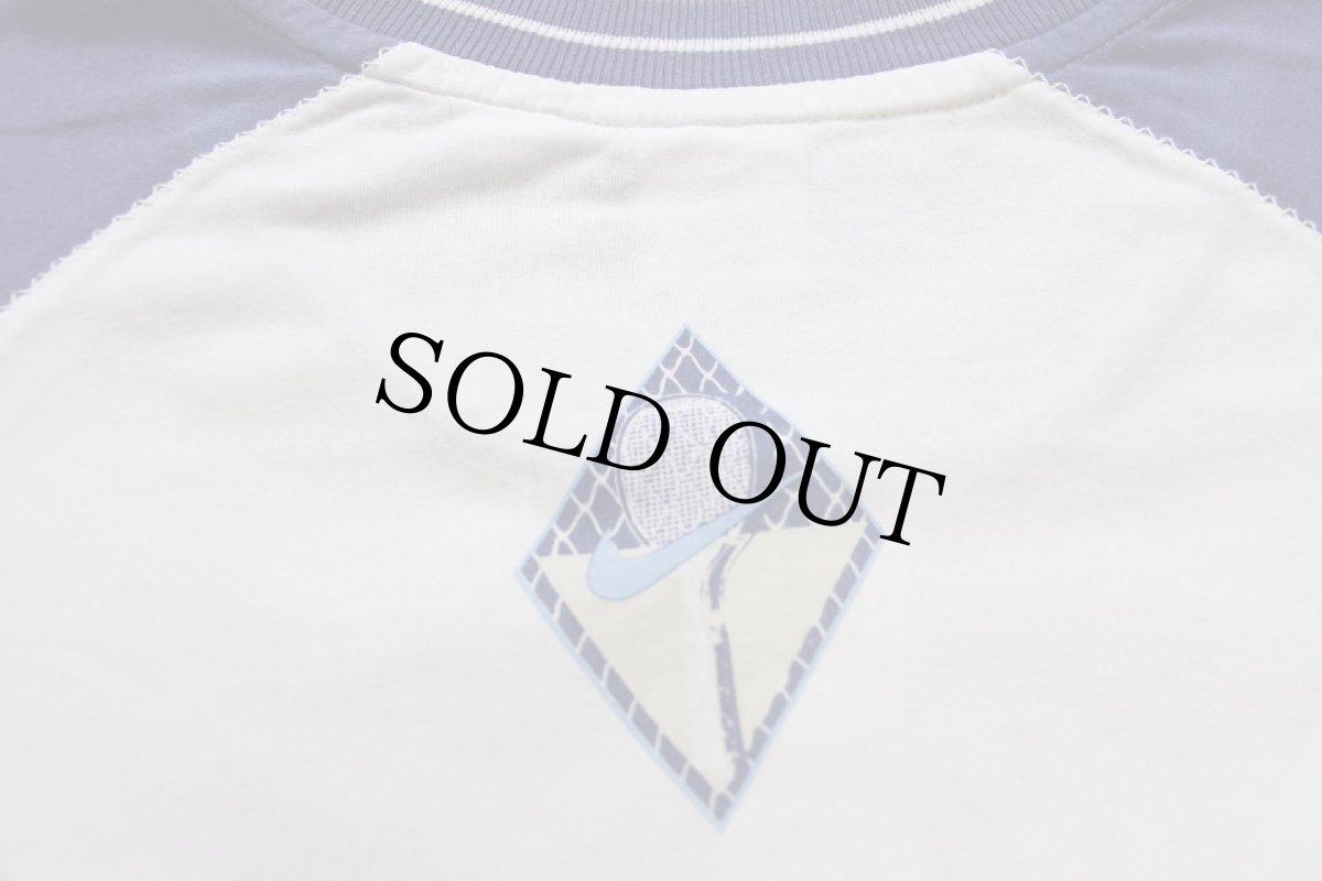 画像4: 90s NIKEナイキ TENNIS APPAREL SUPREME COURT ツートン ヘンリーネック コットン ラグランTシャツ 白×薄紫 M (4)