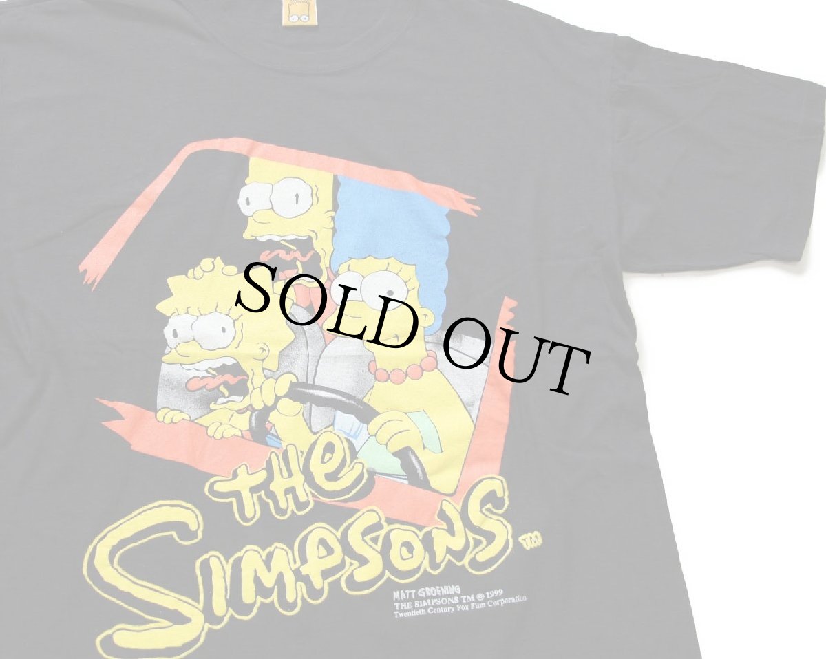 画像1: 90s The Simpsons シンプソンズ ホーマー マージ リサ コットンTシャツ 黒 XL★A (1)