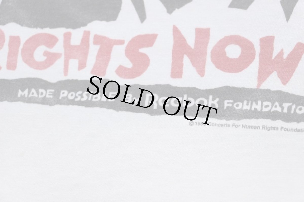 画像5: 80s USA製 Reebokリーボック HUMAN RIGHTS NOW! WORLD TOUR 1988 世界人権宣言 アート 両面プリント Tシャツ ライトグレー (5)