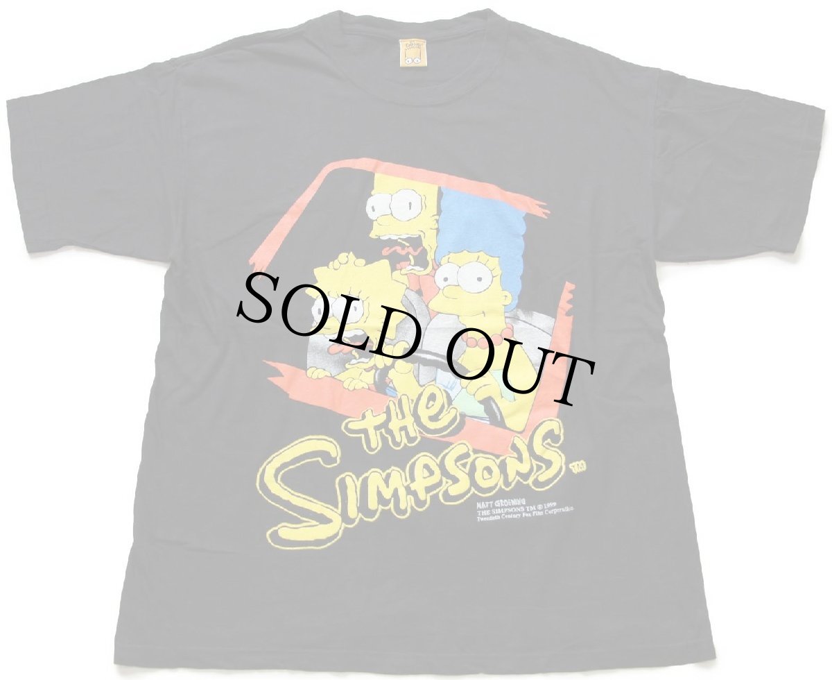 画像2: 90s The Simpsons シンプソンズ ホーマー マージ リサ コットンTシャツ 黒 XL★A (2)
