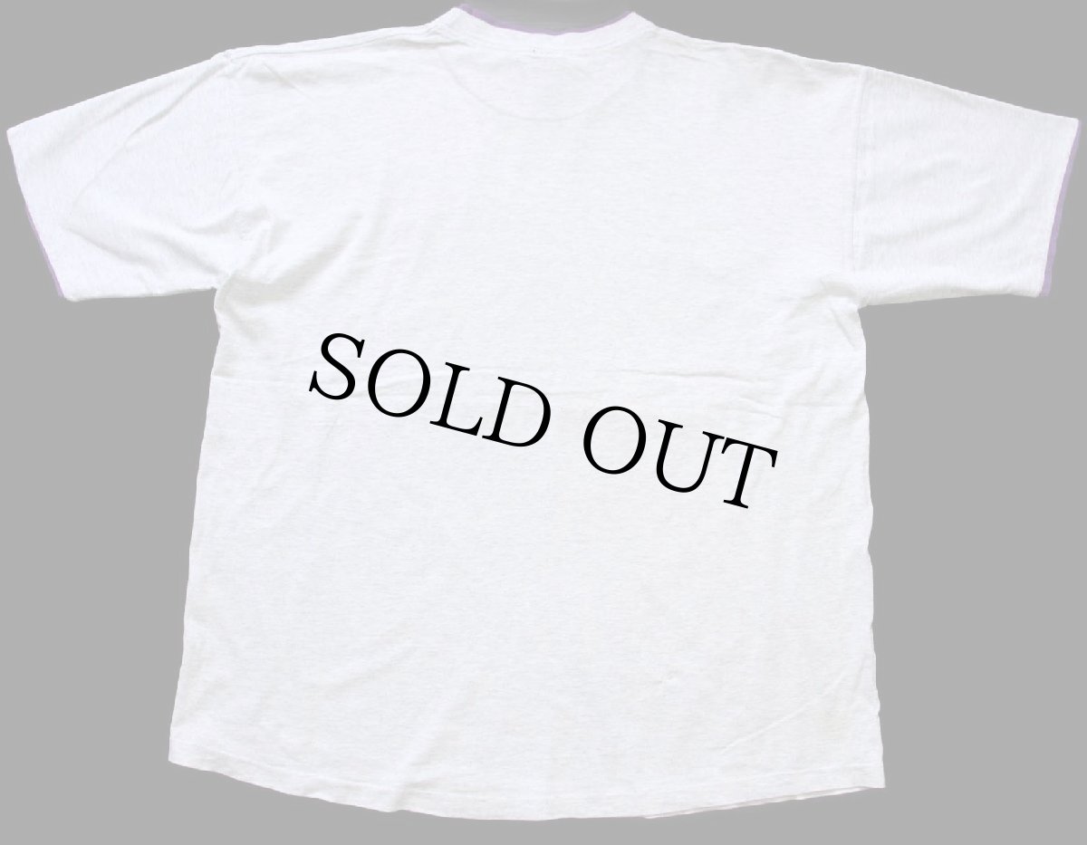 画像3: 90s USA製 FAIRDALE KENTUCKY 地球 アート レイヤードネック&スリーブ コットンTシャツ 杢ライトグレー×紫 XL (3)