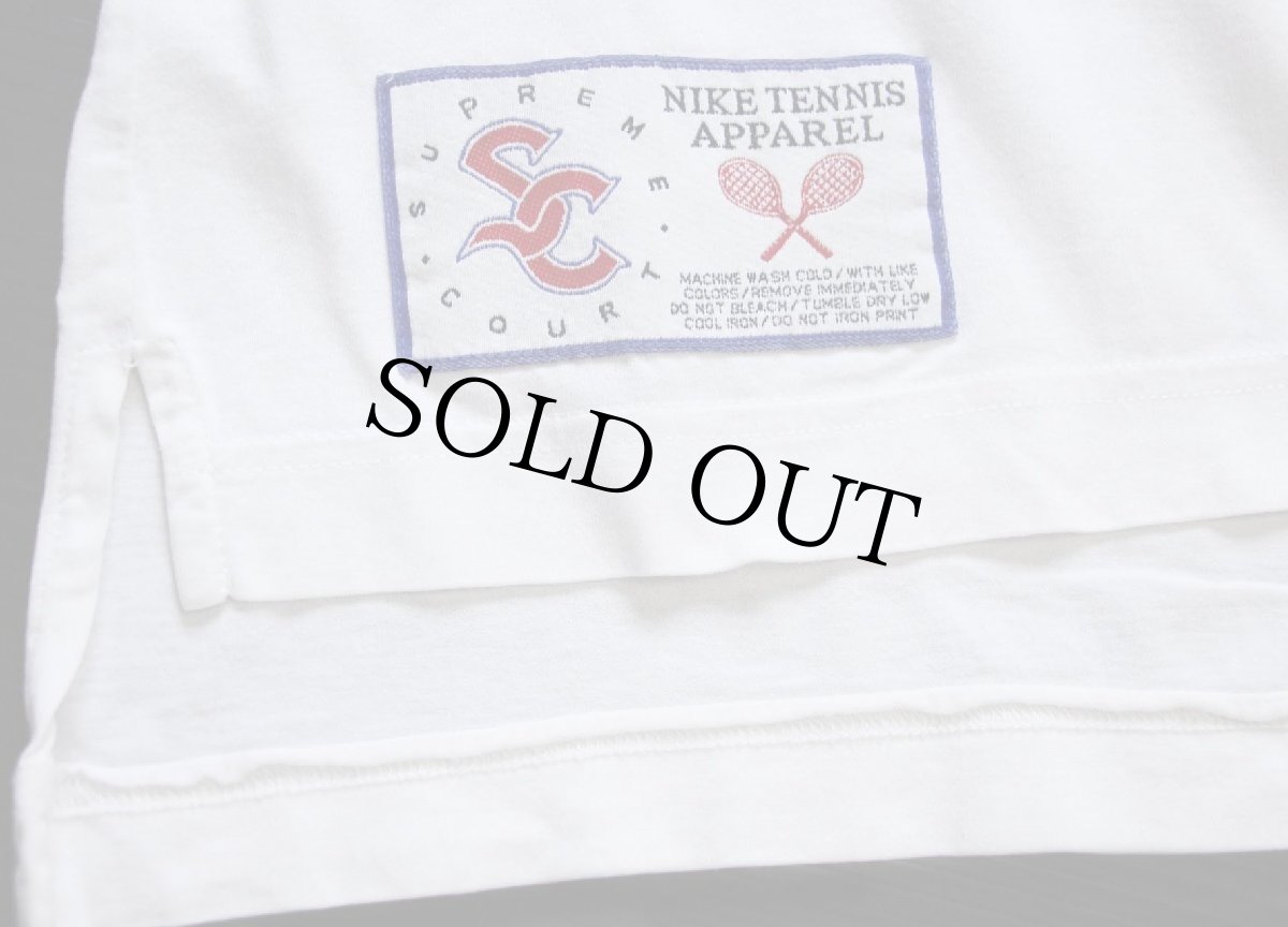 画像7: 90s NIKEナイキ TENNIS APPAREL SUPREME COURT ツートン ヘンリーネック コットン ラグランTシャツ 白×薄紫 M (7)