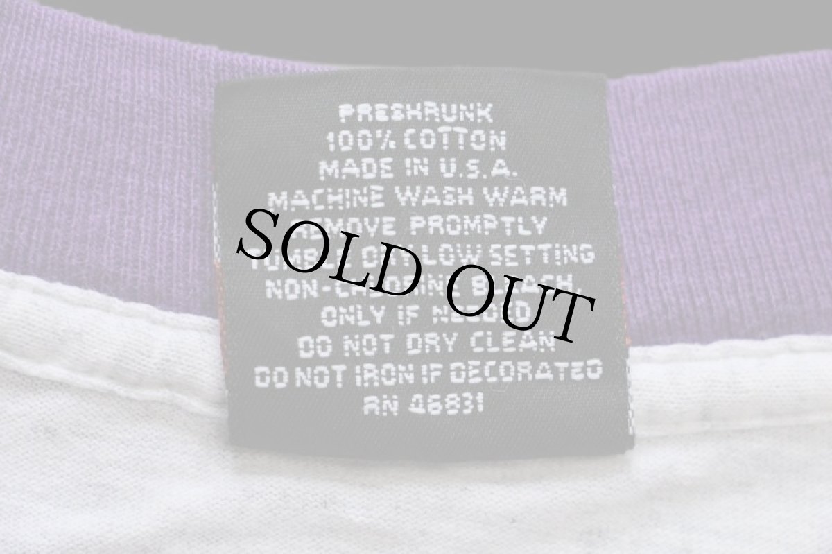 画像5: 90s USA製 FAIRDALE KENTUCKY 地球 アート レイヤードネック&スリーブ コットンTシャツ 杢ライトグレー×紫 XL (5)